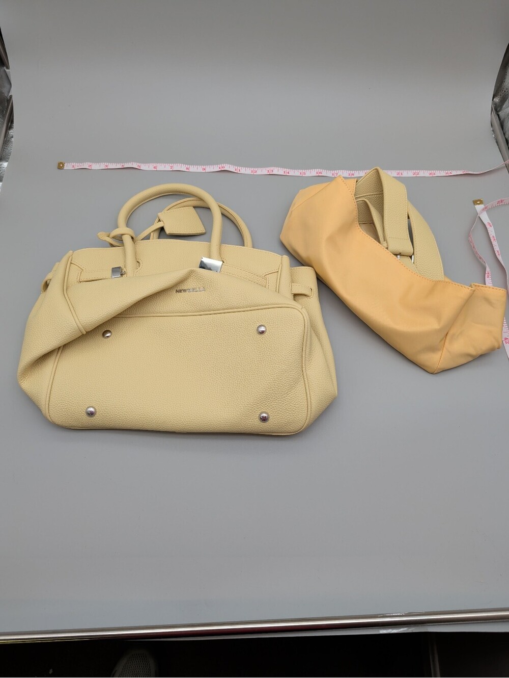 Newbella Cream Leather Satchel/Top Handle Bag